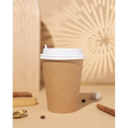 Стакан одноразовый бумажный 400 мл коричневый 50 штук в упаковке Комус Стандарт