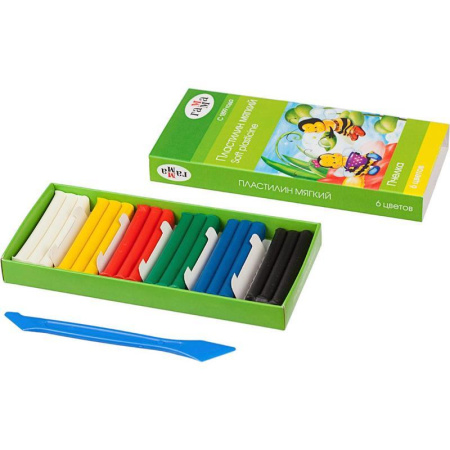 Пластилин классический Гамма Пчелка 6 цветов со стеком 90 г