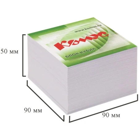 Блок для записей Комус 90x90x50 мм белый проклеенный (плотность 100  г/кв.м)
