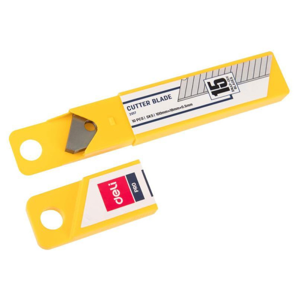 Лезвия сменные для канцелярских ножей Deli E2017 18 мм сегментированные  (10 штук в упаковке)