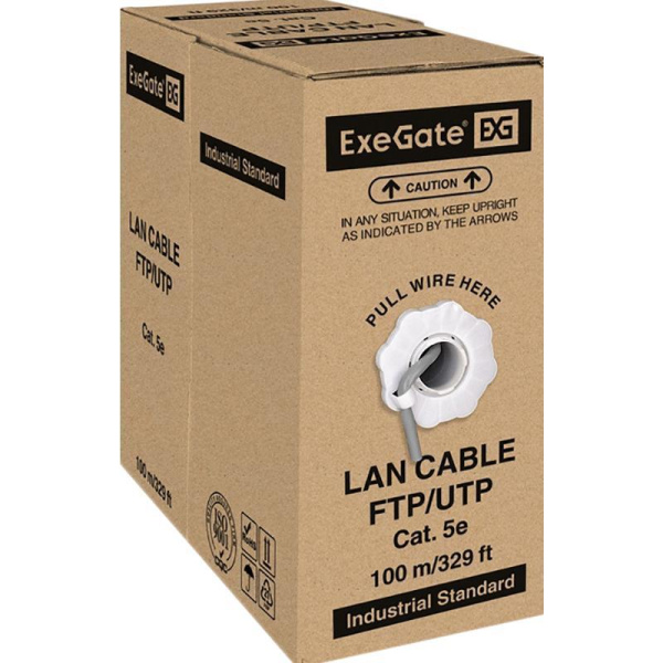 Кабель витая пара ExeGate UTP4-C5e-CCA-S26-IN-PVC-GY-100 5e 100 м