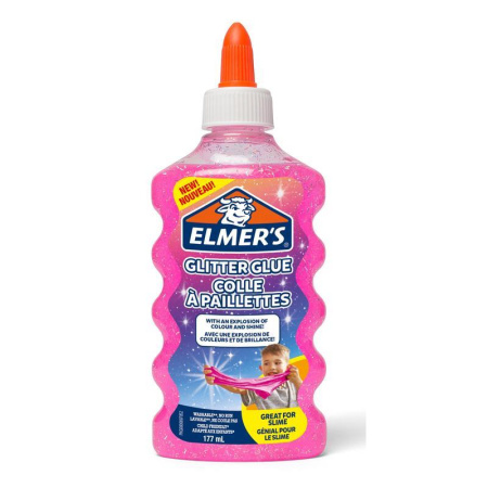 Клей для слаймов Elmers с розовыми блестками 177 мл Клей для слаймов Elmers с розовыми блестками 177 мл