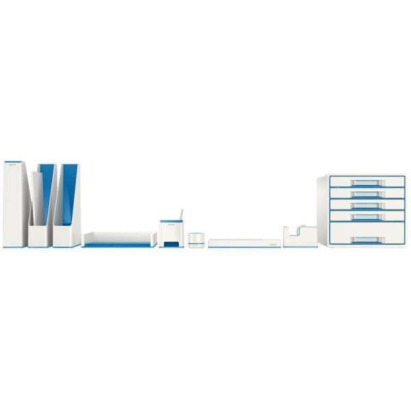 Вертикальный накопитель Leitz Wow пластиковый белый/синий  ширина 73 мм