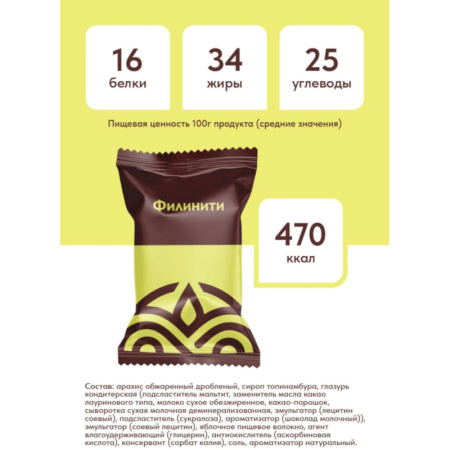 Конфеты Филинити глазированные с арахисом 165 г