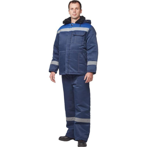 Куртка рабочая зимняя мужская з32-КУ с СОП синяя/васильковая из смесовой  ткани (размер 60-62, рост 158-164)