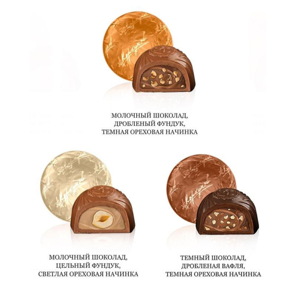 Шоколадные конфеты А.Коркунов ассорти темного и молочного шоколада 192 г