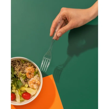 Вилка одноразовая Комус Бюджет прозрачная 180 мм 50 штук в упаковке