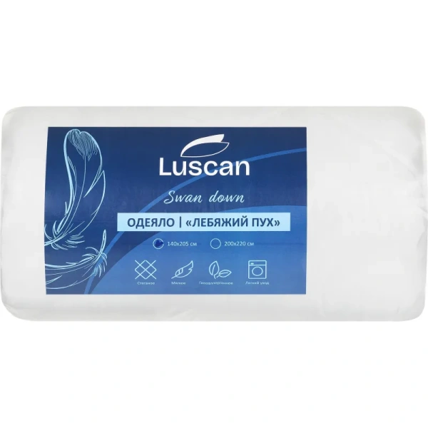 Одеяло Luscan 1.5-спальное 140х205 см полиэфирное волокно/микрофибра  стёганое с кантом белое