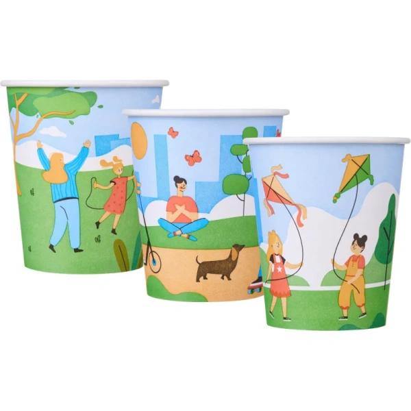 Стакан одноразовый бумажный Комус Активный отдых 270/250 мл (50 штук в  упаковке)
