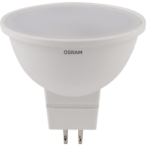 Лампа светодиодная Osram 5 Вт GU5.3 (MR, 3000 К, 400 Лм, 220 В, 5 штук в  упаковке, 4058075585195)