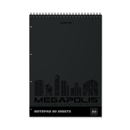 Блокнот ErichKrause Megapolis А4 80 листов черная в клетку на спирали  (210х297 мм) Блокнот ErichKrause Megapolis А4 80 листов черная в клетку на спирали  (210х297 мм)