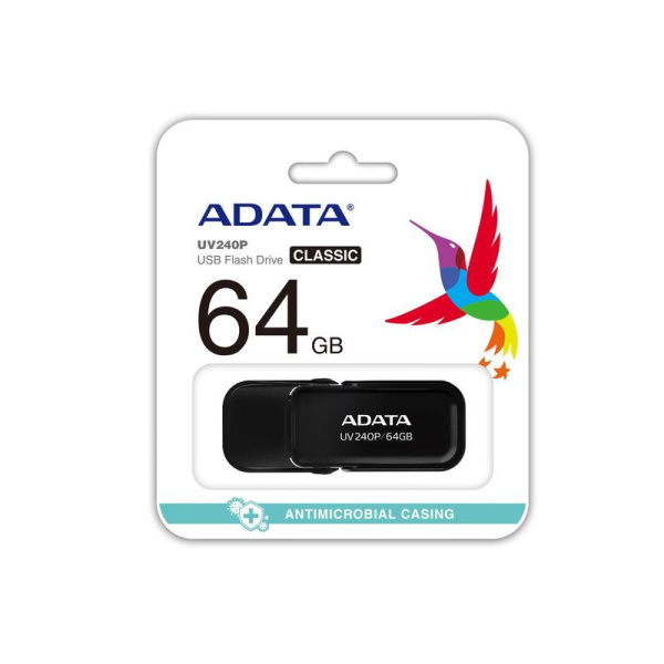 Флеш-память USB 2.0 64 ГБ A-DATA UV240 (AUV240-64G-RBK)