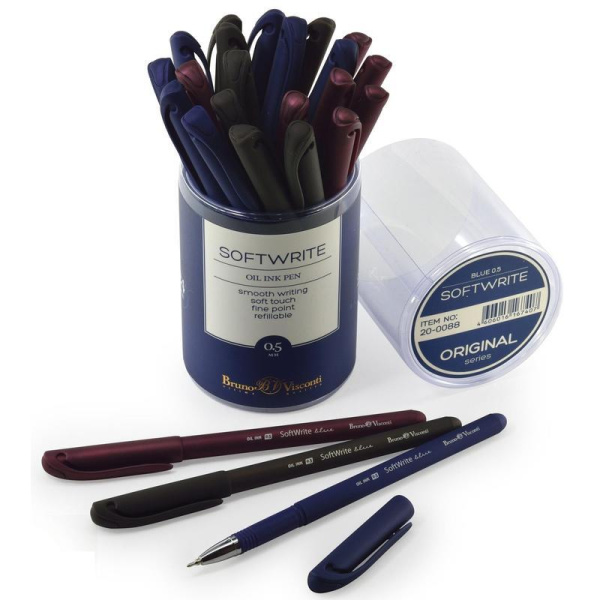 Ручка шариковая неавтоматическая масляная Bruno Visconti Softwrite Original синяя (тощина линии 0,5 мм)