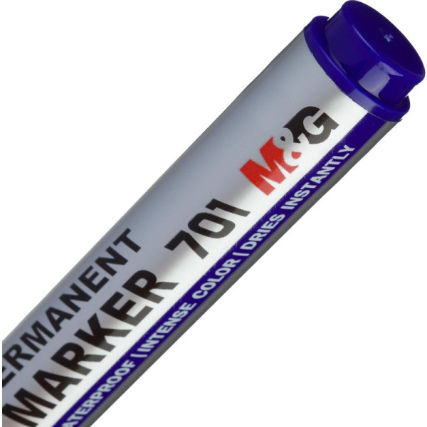 Маркер перманентный M&G синий (толщина линии 0.7-2.3 мм) круглый  наконечник