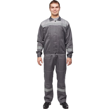 Костюм рабочий летний мужской л22-КПК с СОП темно-серый/светло-серый (размер 48-50, рост 170-176)