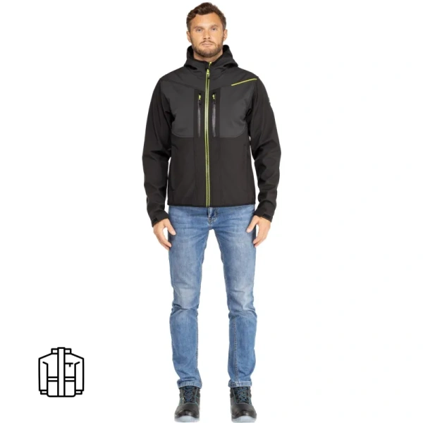Куртка рабочая демисезонная мужская Delta Plus Horten2 черная/желтая  (размер 58-60, рост 188-194 см)