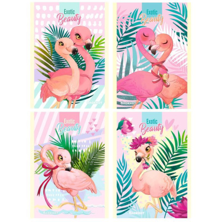 Блокнот Проф-пресс Влюбленные фламинго А6 32 листа в клетку на скрепке в ассортименте