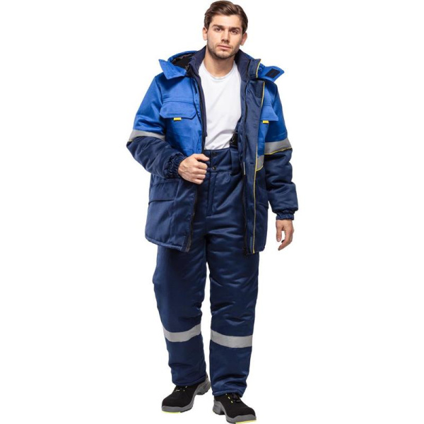 Куртка рабочая зимняя мужская з43-КУ с СОП васильковая/синяя (размер  44-46, рост 170-176)