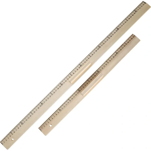 Линейка 50 см и 75 см деревянная коричневая с держателем (2 штуки в  упаковке)