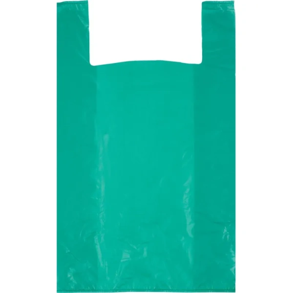 Пакет-майка ПНД 35 мкм зеленый (42+18x68 см, 50 штук в упаковке)