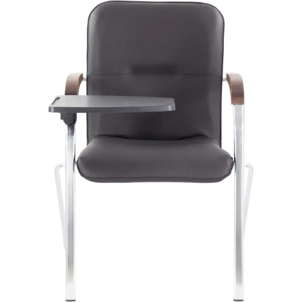 Конференц-кресло Easy Chair Samba CH черное/темный орех (искусственная  кожа, металл хромированный)