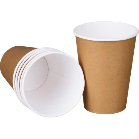 Стакан одноразовый бумажный 300 мл коричневый 50 штук в упаковке Комус Стандарт