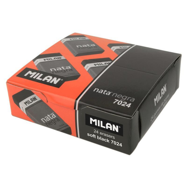 Ластик Milan 7024 пластиковый черный 50х23х10 мм
