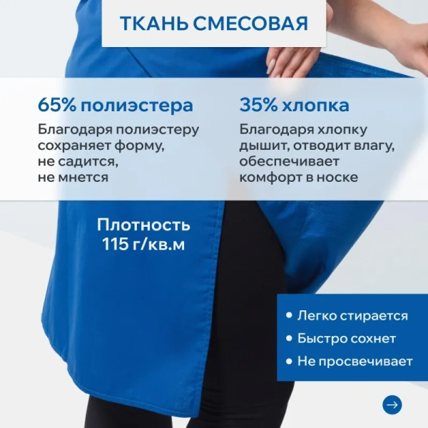 Фартук-сарафан для торговли Маркет Профи васильковый/белый с пилоткой
