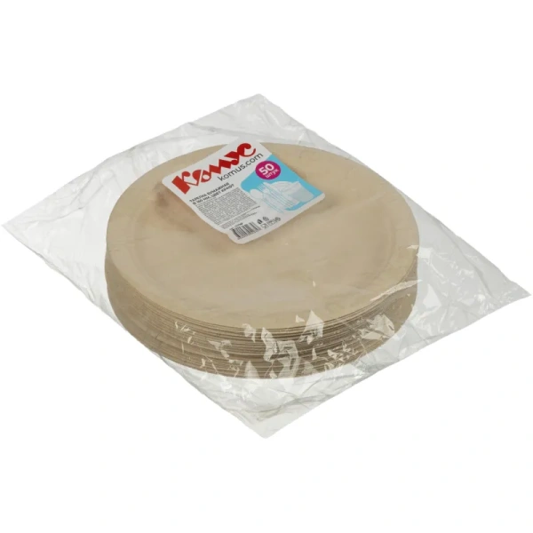 Тарелка одноразовая бумажная 180 мм крафт 50 штук в упаковке Комус Эконом Тарелка одноразовая бумажная 180 мм крафт 50 штук в упаковке Комус Эконом