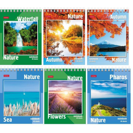 Блокнот Hatber Пейзажи А6 40 листов в клетку на спирали (обложка в  ассортименте)