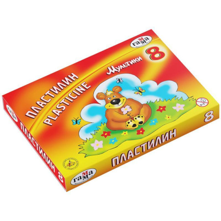 Пластилин классический Гамма Мультики 8 цветов 160 г со стеком