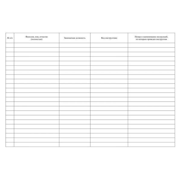 Журнал учета повторного внепланового инструктажа по технике безопасности  и пожарной безопасти (12 листов, скрепка, обложка офсет)