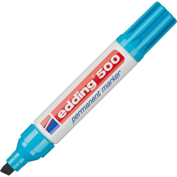 Маркер перманентный Edding 500/10 голубой (толщина линии 2-7 мм) скошенный наконечник
