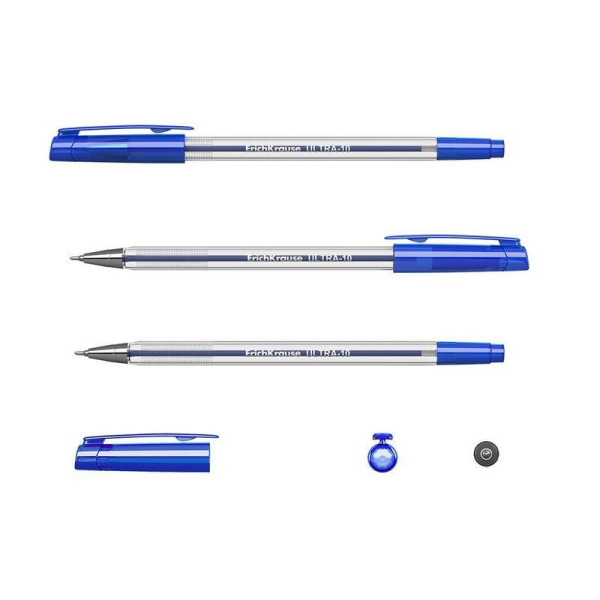 Ручка шариковая неавтоматическая ErichKrause Ultra-10 синяя (толщина  линии 0.26 мм)