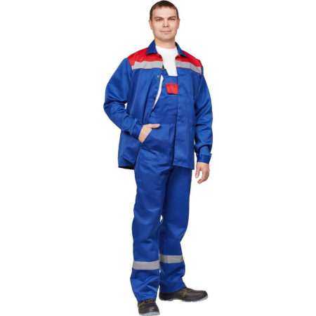 Костюм рабочий летний мужской л22-КПК с СОП темно-синий (размер 48-50, рост 182-188)