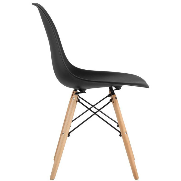 Стул для столовых Eames черный (пластик/металл/деревянные ножки)