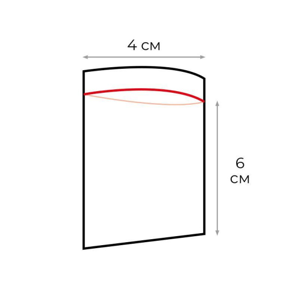 Пакет с замком zip-lock 4x6 см 32 мкм (ПВД, 100 штук в упаковке)