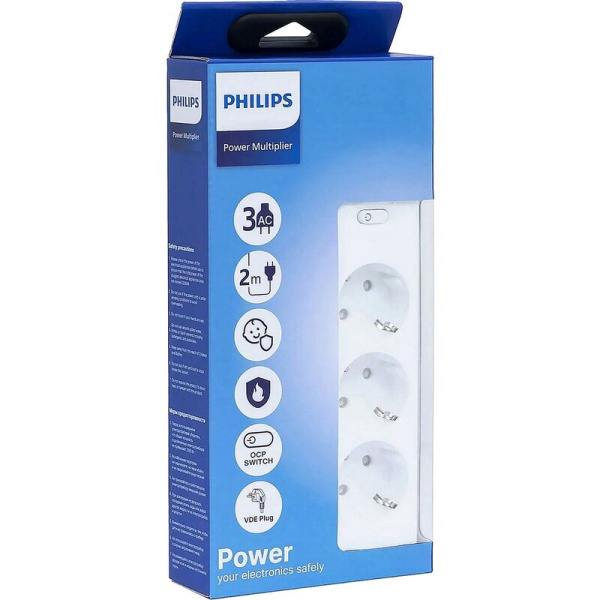 Сетевой фильтр Philips CHP2135WA/51 на 3 розетки 2 метра