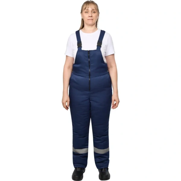 Полукомбинезон рабочий зимний женский з32-ПК с СОП синий из ткани грета  (размер 60-62, рост 170-176)