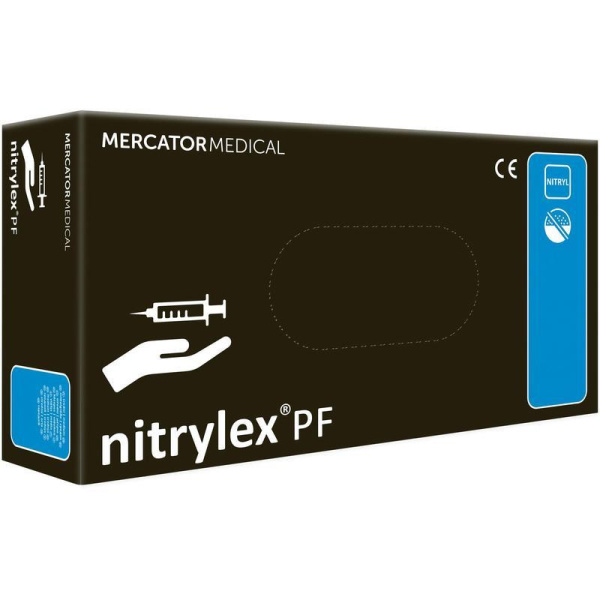 Перчатки одноразовые MercatorMedical нитриловые неопудренные черные  (размер 10, XL, 100 штук/50 пар в упаковке)