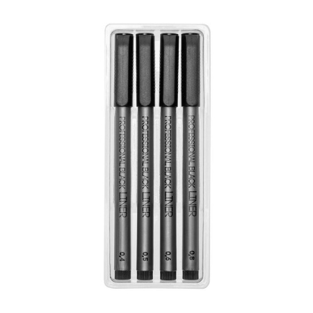 Набор линеров Sketch&Art черные (4 штуки в упаковке, толщина линии  0.4, 0.5, 0.6 и 0.8)