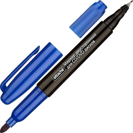 Маркер для CD Attache синий двусторонний (толщина линии 0.7 и 1 мм) Маркер для CD Attache синий двусторонний (толщина линии 0.7 и 1 мм)