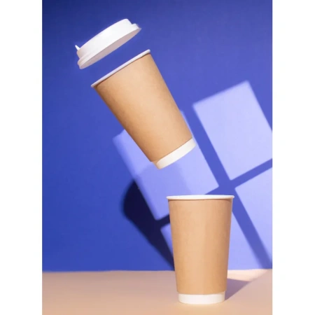 Стакан одноразовый бумажный 400 мл коричневый 25 штук в упаковке Комус Стандарт