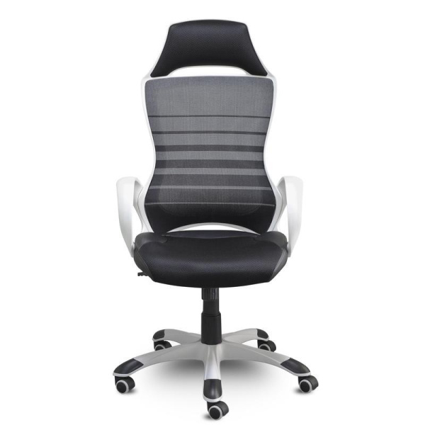 Кресло для руководителя Тесла М-709 серое/черное (искусственная кожа/сетка/ткань, пластик)