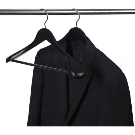 Вешалка-плечики анатомическая Attache деревянная с перекладиной черная (размер 48-50)