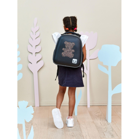 Ранец Комус Класс Basic Медвежонок анатомический чёрный с двумя  отделениями