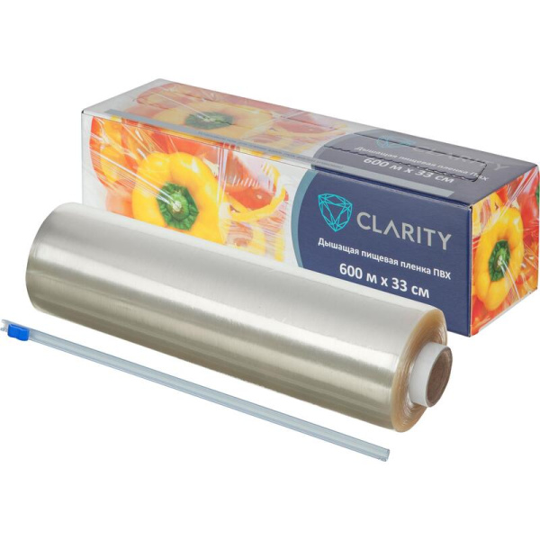Пленка пищевая ПВХ Clarity 33 см x 600 м 9 мкм (индивидуальная упаковка с ножом-слайдером)