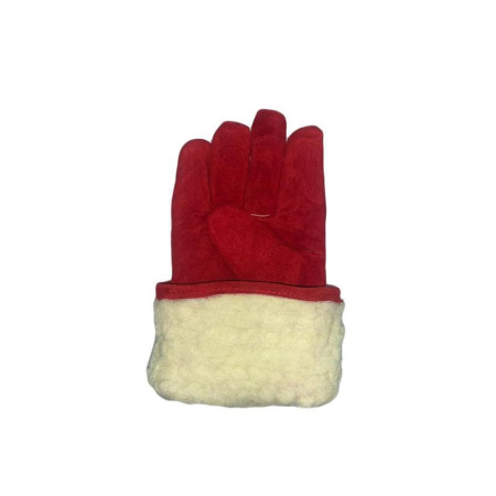 Краги сварщика спилковые утепленные пятипалые красные