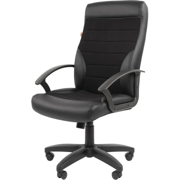 Кресло для руководителя Комус Мебель Easy Chair 639 чёрное  (экокожа/ткань, пластик)