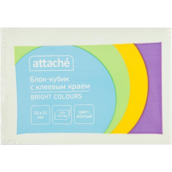 Стикеры Attache Bright colours 76х51 мм пастельные желтые (1 блок,100  листов)